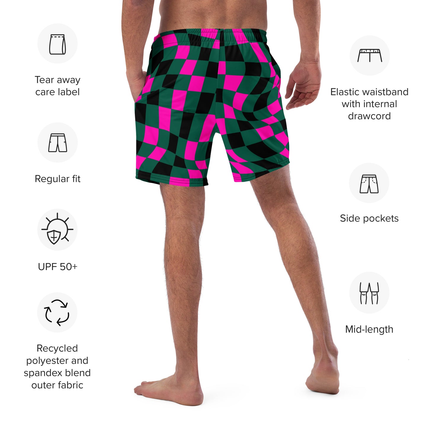 Men's Checkered Swim Trunks