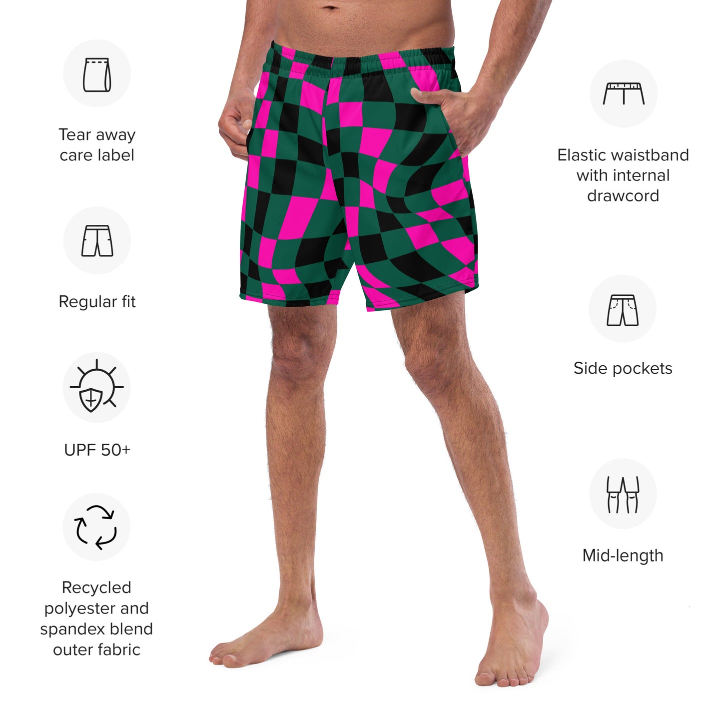 Men's Checkered Swim Trunks