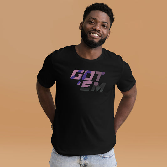 "Got 'Em - Black and Varsity Purple" T-Shirt (Unisex)