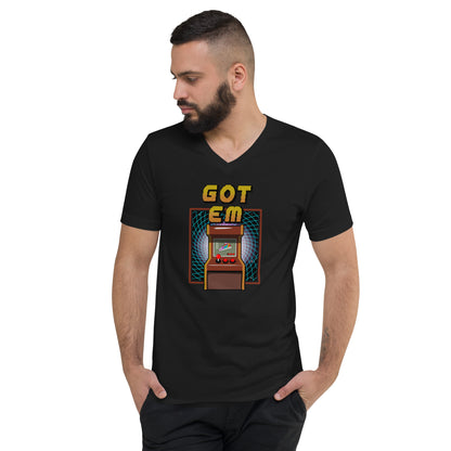 "Got 'Em - Retro Gaming" Unisex Short Sleeve V-Neck T-Shirt