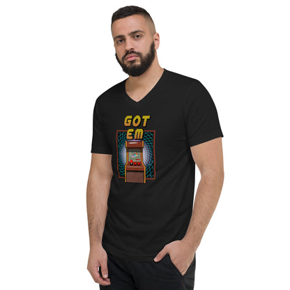 "Got 'Em - Retro Gaming" Unisex Short Sleeve V-Neck T-Shirt