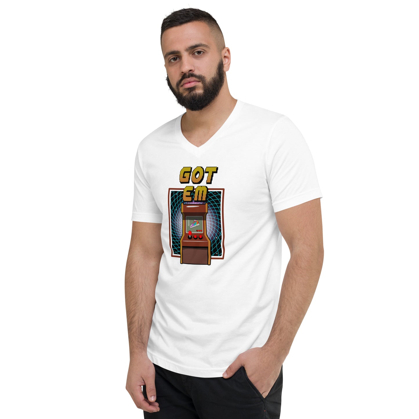 "Got 'Em - Retro Gaming" Unisex Short Sleeve V-Neck T-Shirt